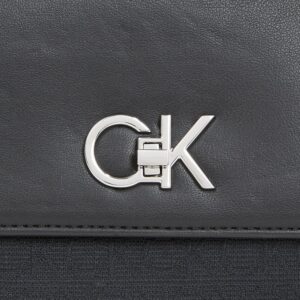 CALVIN KLEIN – Borsa da Spalla Donna Convertibile in Jacquard con Logo Nero
