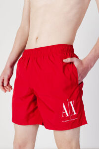 ARMANI EXCHANGE – Costume Uomo Boxer da Mare in Tessuto con Logo Rosso
