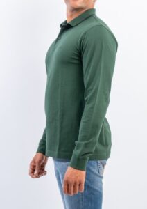 SUN68 – Polo Uomo Manica Lunga Small Stripes EL Verde Scuro