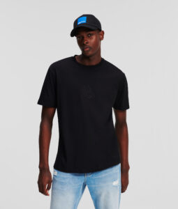 KARL LAGERFELD – T-Shirt Uomo Monogram Goffrato Nero