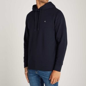 CALVIN KLEIN JEANS – Felpa Uomo con Cappuccio in Spugna di Cotone con Stemma Blu Notte