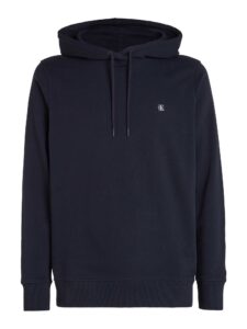 CALVIN KLEIN JEANS – Felpa Uomo con Cappuccio in Spugna di Cotone con Stemma Blu Notte