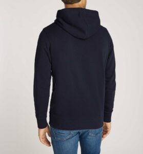 CALVIN KLEIN JEANS – Felpa Uomo con Cappuccio in Spugna di Cotone con Stemma Blu Notte