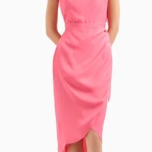 ARMANI EXCHANGE – Abito Donna a Tulipano in Twill di Viscosa con Fiocco Fucsia
