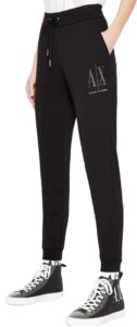 ARMANI EXCHANGE – Pantaloni Donna Jogger in Tessuto French Terry Nero Gold