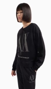 ARMANI EXCHANGE – Felpa Donna in Tessuto French Terry Nero
