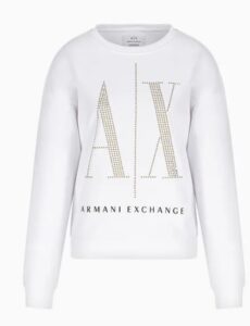 ARMANI EXCHANGE – Felpa Donna in Tessuto French Terry Bianco