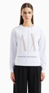 ARMANI EXCHANGE – Felpa Donna in Tessuto French Terry Bianco