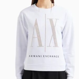 ARMANI EXCHANGE – Felpa Donna in Tessuto French Terry Bianco