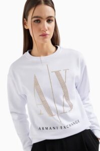 ARMANI EXCHANGE – Felpa Donna in Tessuto French Terry Bianco