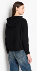 ARMANI EXCHANGE – Felpa Donna in French Terry con Cappuccio Biologico e Logo in Perline Nero