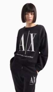 ARMANI EXCHANGE – Felpa Donna in Tessuto French Terry Icon Project Nero