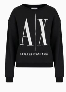 ARMANI EXCHANGE – Felpa Donna in Tessuto French Terry Icon Project Nero