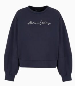 ARMANI EXCHANGE – Felpa Donna Girocollo in Cotone Organico ASV Blu