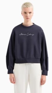 ARMANI EXCHANGE – Felpa Donna Girocollo in Cotone Organico ASV Blu