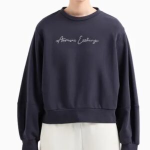 ARMANI EXCHANGE – Felpa Donna Girocollo in Cotone Organico ASV Blu
