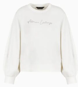ARMANI EXCHANGE – Felpa Donna Girocollo in Cotone Organico ASV Bianco