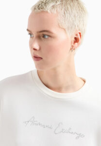 ARMANI EXCHANGE – Felpa Donna Girocollo in Cotone Organico ASV Bianco