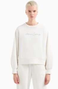 ARMANI EXCHANGE – Felpa Donna Girocollo in Cotone Organico ASV Bianco