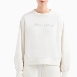 ARMANI EXCHANGE – Felpa Donna Girocollo in Cotone Organico ASV Bianco