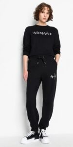 ARMANI EXCHANGE – Pantaloni Donna Jogger in Spugna e Cotone Biologico Nero