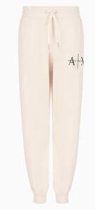 ARMANI EXCHANGE – Pantaloni Donna Jogger in Spugna e Cotone Biologico Bianco Latte