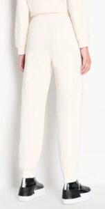 ARMANI EXCHANGE – Pantaloni Donna Jogger in Spugna e Cotone Biologico Bianco Latte