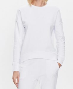 ARMANI EXCHANGE – Felpa Donna Regular con Logo Cucito Centro Petto Bianco