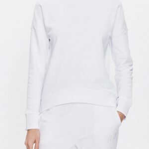 ARMANI EXCHANGE – Felpa Donna Regular con Logo Cucito Centro Petto Bianco