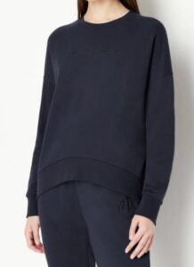 ARMANI EXCHANGE – Felpa Donna Regular con Logo Cucito Centro Petto Nero