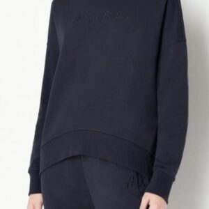 ARMANI EXCHANGE – Felpa Donna Regular con Logo Cucito Centro Petto Nero