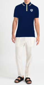 BLAUER – Polo Uomo Manica Corta con Cerniera in Contrasto Blu