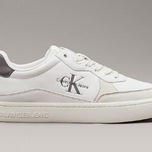 CALVIN KLEIN JEANS – Sneaker Uomo Classic Cup Low Laceup in Pelle Bianco/Grigio