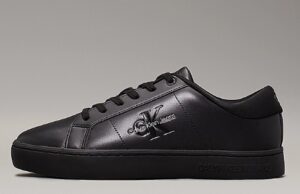 CALVIN KLEIN JEANS – Sneaker Uomo Classic Cupsole Low Laceup in Pelle Triplo Nero