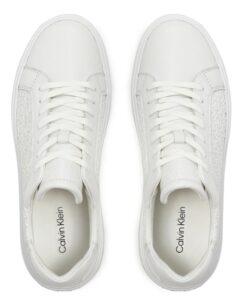 CALVIN KLEIN JEANS – Sneaker Uomo Low Top Lace Up Lth Mono Bianco