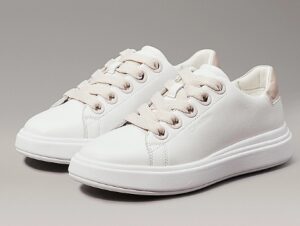 CALVIN KLEIN – Sneaker Donna Cupsole Lace Up Lht Bianco/Grigio Cristallo
