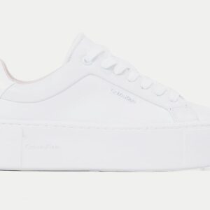 CALVIN KLEIN – Sneaker Donna Platform in Pelle Cupsole Lace Up Triplo Bianco