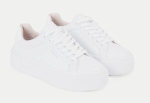 CALVIN KLEIN – Sneaker Donna Platform in Pelle Cupsole Lace Up Triplo Bianco
