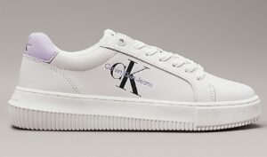 CALVIN KLEIN JEANS – Scarpe Donna Sneaker in Pelle Bianco/Lilla
