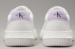 CALVIN KLEIN JEANS – Scarpe Donna Sneaker in Pelle Bianco/Lilla
