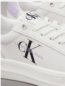 CALVIN KLEIN JEANS – Scarpe Donna Sneaker in Pelle Bianco/Lilla