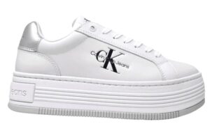 CALVIN KLEIN JEANS – Scarpe Donna Sneaker Bold Platform in Pelle Bianco/Argento