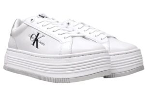CALVIN KLEIN JEANS – Scarpe Donna Sneaker Bold Platform in Pelle Bianco/Argento