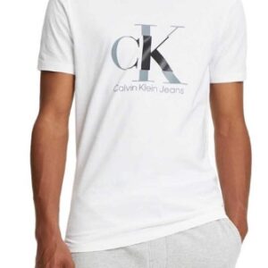 CALVIN KLEIN -T-Shirt Uomo con Monogramma Regular Bianco