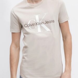 CALVIN KLEIN -T-Shirt Uomo con Monogramma Slim Beige