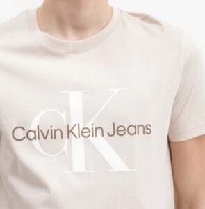 CALVIN KLEIN -T-Shirt Uomo con Monogramma Slim Beige