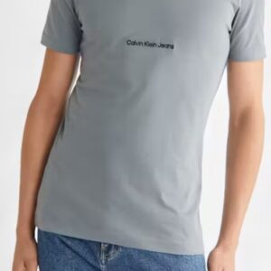 CALVIN KLEIN -T-Shirt Uomo Misto Cotone Biologico Slim Grigio