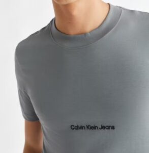 CALVIN KLEIN -T-Shirt Uomo Misto Cotone Biologico Slim Grigio