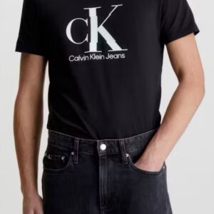 CALVIN KLEIN -T-Shirt Uomo con Monogramma Regular Nero