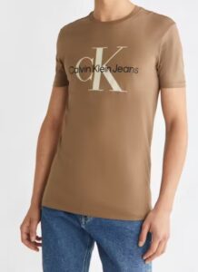 CALVIN KLEIN -T-Shirt Uomo con Monogramma Slim Marrone